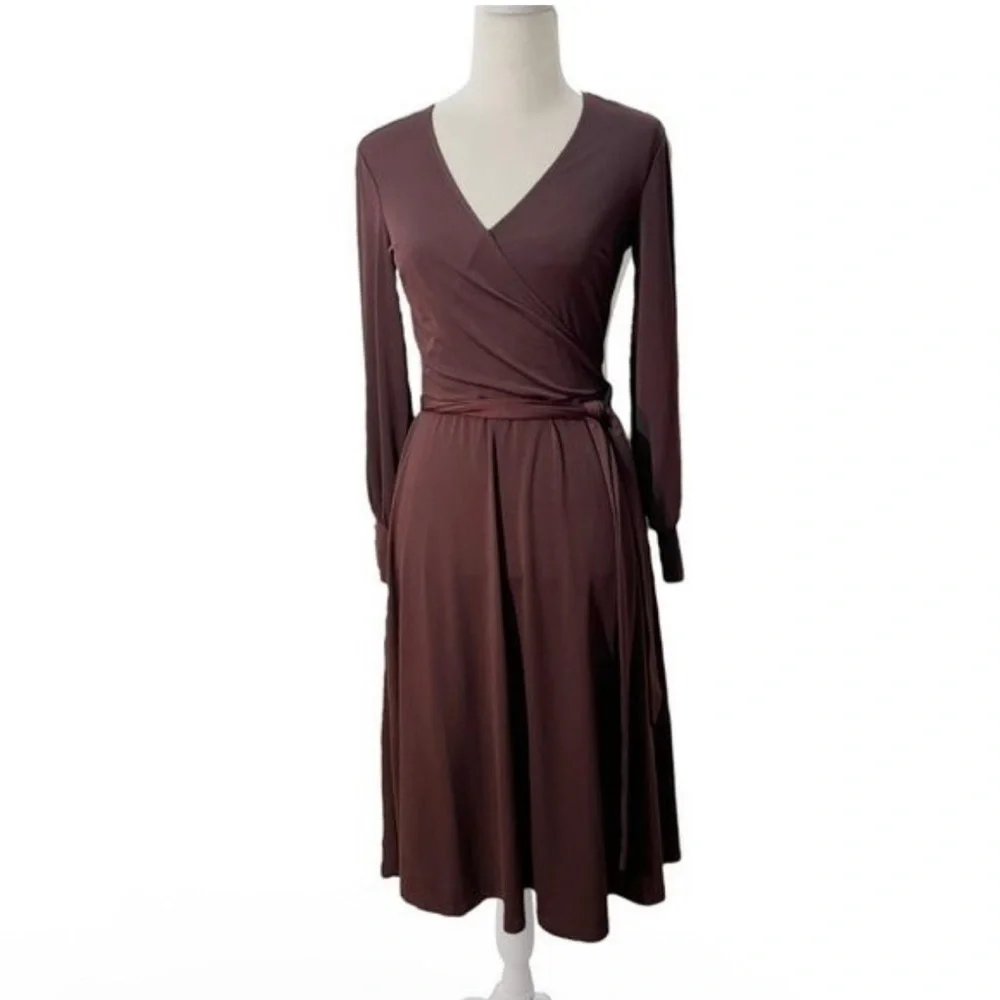 Brown Wrap Dress - Picture 1 of 3